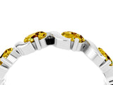 White gold Round Yellow Sapphire Half Eternity Band with Wave Prong Setting_10