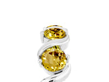 White gold Round Yellow Sapphire Half Eternity Band with Wave Prong Setting_11