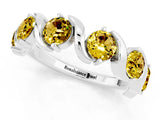 White gold Round Yellow Sapphire Half Eternity Band with Wave Prong Setting_7