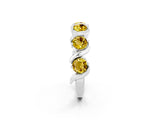 White gold Round Yellow Sapphire Half Eternity Band with Wave Prong Setting_8