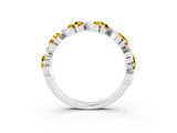 White gold Round Yellow Sapphire Half Eternity Band with Wave Prong Setting_9