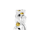 White gold Round Yellow Sapphire Leaf Eternity Band with Bezel Setting_84