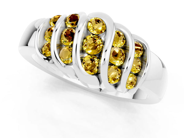 White gold Round Yellow Sapphire Multi-Row Crossover Band