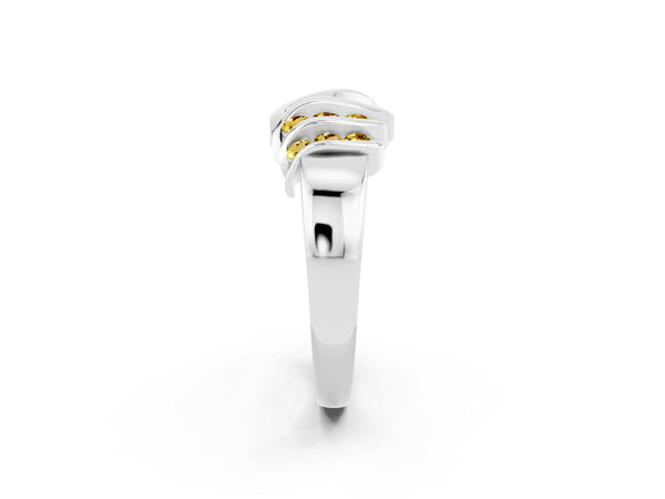 Platinum Round Yellow Sapphire Multi-Row Crossover Band