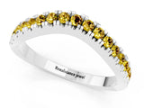 White gold Round Yellow Sapphire Pavé Curved Band with Shared Prong Setting_19