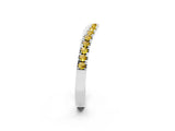 White gold Round Yellow Sapphire Pavé Curved Band with Shared Prong Setting_20