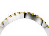 White gold Round Yellow Sapphire Pavé Curved Band with Shared Prong Setting_22