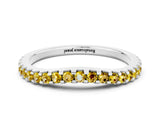 White gold Round Yellow Sapphire Pavé Curved Wedding Band_22