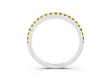 White gold Round Yellow Sapphire Pavé Curved Wedding Band_25