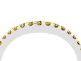 White gold Round Yellow Sapphire Pavé Curved Wedding Band_26