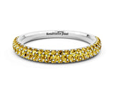 White gold Round Yellow Sapphire Pavé Eternity Band with Shared Prong Setting_18