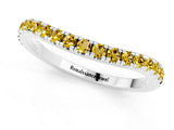 White gold Round Yellow Sapphire Pavé Half Eternity Band with Shared Prong Setting_19
