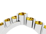 White gold Round Yellow Sapphire Prong-Set Crossover Band_10