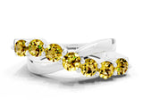 White gold Round Yellow Sapphire Prong-Set Crossover Band_6