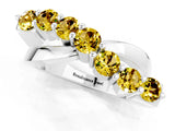 White gold Round Yellow Sapphire Prong-Set Crossover Band_7