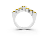 White gold Round Yellow Sapphire Prong-Set Crossover Band_9