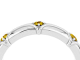 White gold Round Yellow Sapphire Prong Set Milgrain Eternity Band_10