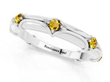 White gold Round Yellow Sapphire Prong Set Milgrain Eternity Band_19