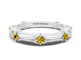 White gold Round Yellow Sapphire Prong Set Milgrain Eternity Band_6