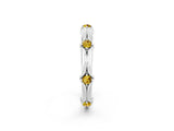 White gold Round Yellow Sapphire Prong Set Milgrain Eternity Band_8