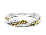 White gold Round Yellow Sapphire Twist Eternity Band with Pavé Setting_6