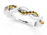White gold Round Yellow Sapphire Twist Eternity Band with Pavé Setting_7