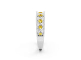 White gold Round Yellow Sapphire Twist Milgrain Band with Bezel Setting_14