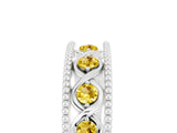 White gold Round Yellow Sapphire Twist Milgrain Band with Bezel Setting_5