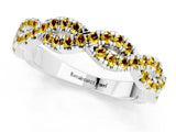 White gold Round Yellow Sapphire Twisted Eternity Band with Pavé and Shared Prong Setting_31