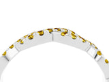 White gold Round Yellow Sapphire Twisted Eternity Band with Pavé and Shared Prong Setting_34