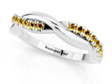 White gold Round Yellow Sapphire Twisted Infinity Band with Prong Setting_19