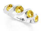 White gold Round Yellow Sapphire Wave Band with Channel Setting and Shared Prongs_7