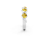 White gold Round Yellow Sapphire Wave Band with Channel Setting and Shared Prongs_8