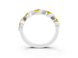 White gold Round Yellow Sapphire Wave Band with Channel Setting and Shared Prongs_9