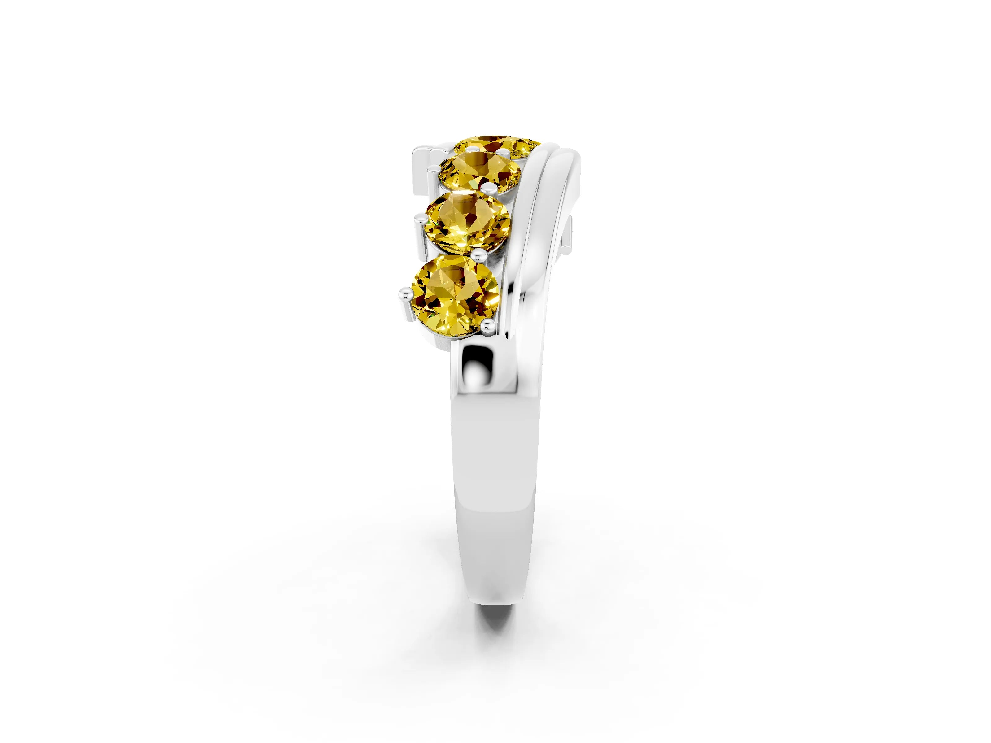 White gold Round Yellow Sapphire Wave Band with Channel and Shared Prong Setting_20