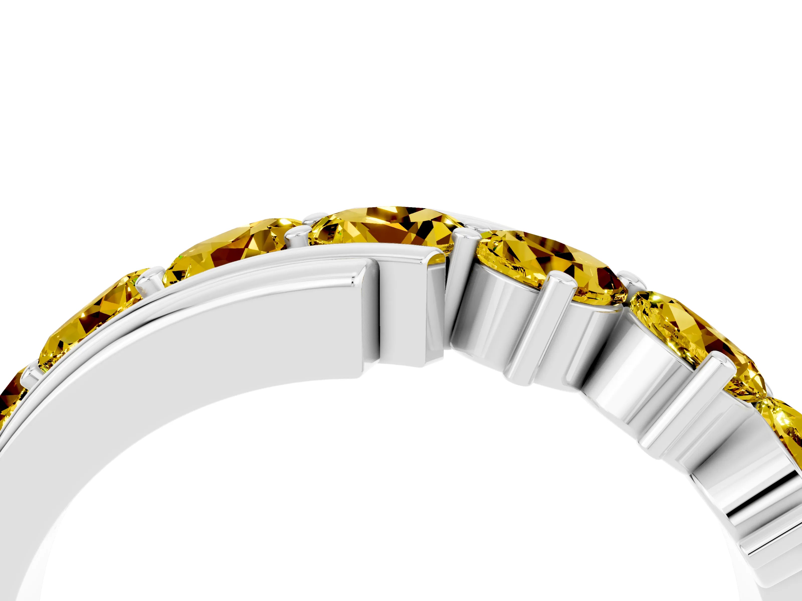 White gold Round Yellow Sapphire Wave Band with Channel and Shared Prong Setting_22