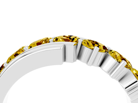 White gold Round Yellow Sapphire Wave Band with Channel and Shared Prong Setting_22