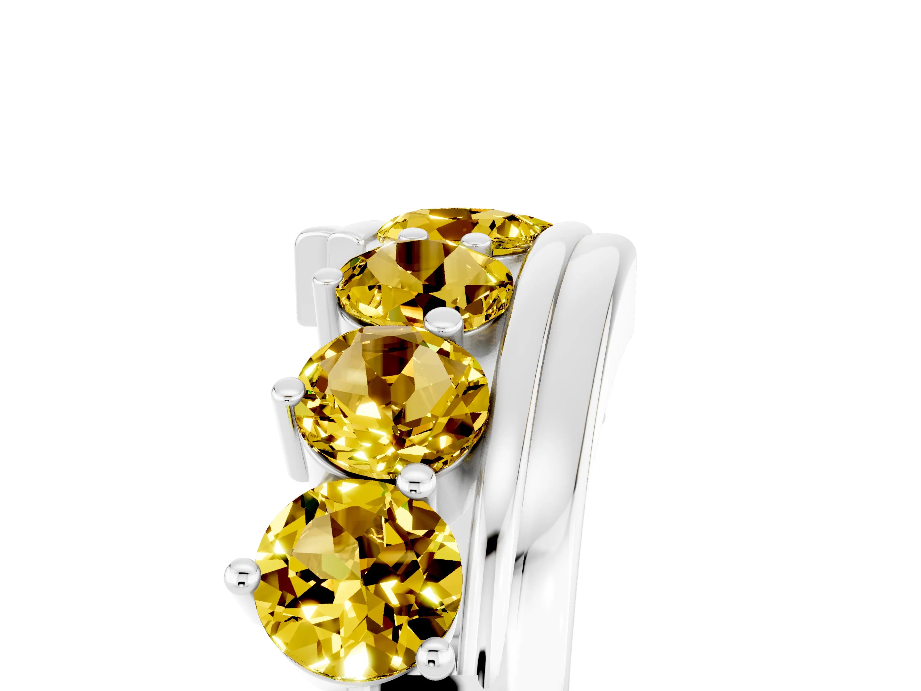 White gold Round Yellow Sapphire Wave Band with Channel and Shared Prong Setting_23