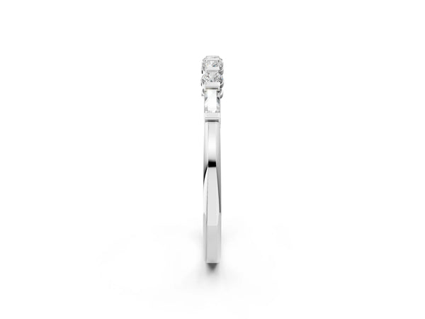 Platinum Round and Baguette Diamond Prong Set Half-Eternity Band