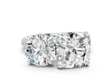 White gold Round and Cushion Toi Moi Ring with Prong Setting and Micro Pave Band_17