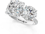 White gold Round and Cushion Toi Moi Ring with Prong Setting and Micro Pave Band_18