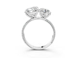 White gold Round and Cushion Toi Moi Ring with Prong Setting and Micro Pave Band_20