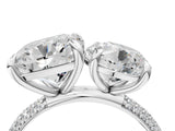 White gold Round and Cushion Toi Moi Ring with Prong Setting and Micro Pave Band_21