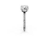 White gold Round and Cushion Toi Moi Ring with Prong Setting and Pave Band 2