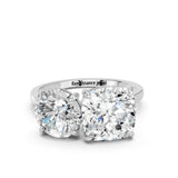 White gold Round and Cushion Toi Moi Ring with Prong Setting and Plain Band