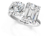 White gold Round and Emerald Cut Toi Moi Ring with Prong Setting_81