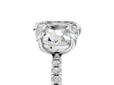 White gold Round and Emerald Toi Moi Ring with Prong Setting and Micro Pave Band 5