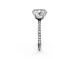 White gold Round and Emerald Toi Moi Ring with Prong Setting and Pave Band 2