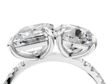 White gold Round and Emerald Toi Moi Ring with Prong Setting and Pave Band 4