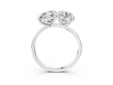 White gold Round and Emerald Toi Moi Ring with Prong Setting and Plain Band 3